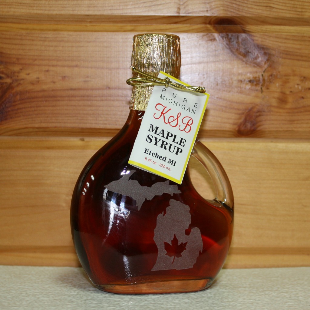 Etched Michigan Bottled Pure Maple Syrup